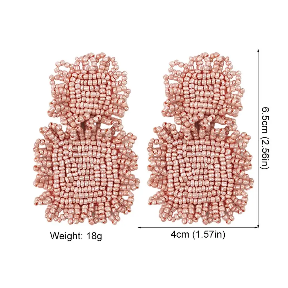 

Bohemian Handmade Beads Drop Earrings For Women Fashion Jewelry Dangle Earrings Round Statement Big Bead Pendant Wedding UKEN