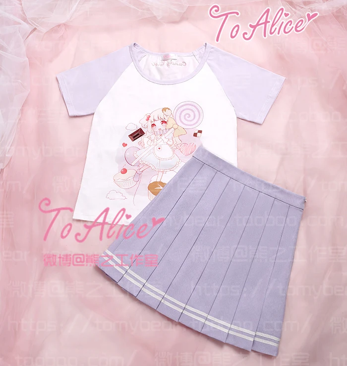 Карамельные летние костюмы для девочек 2 шт. в комплекте: короткая футболка с