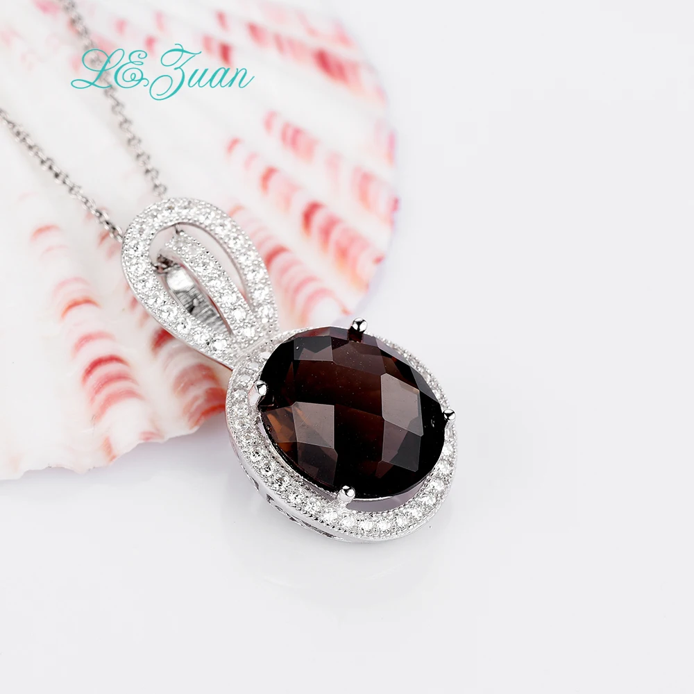 L & zuan Изящные натуральные 8ct дымчатые кварцевые кулоны для женщин из