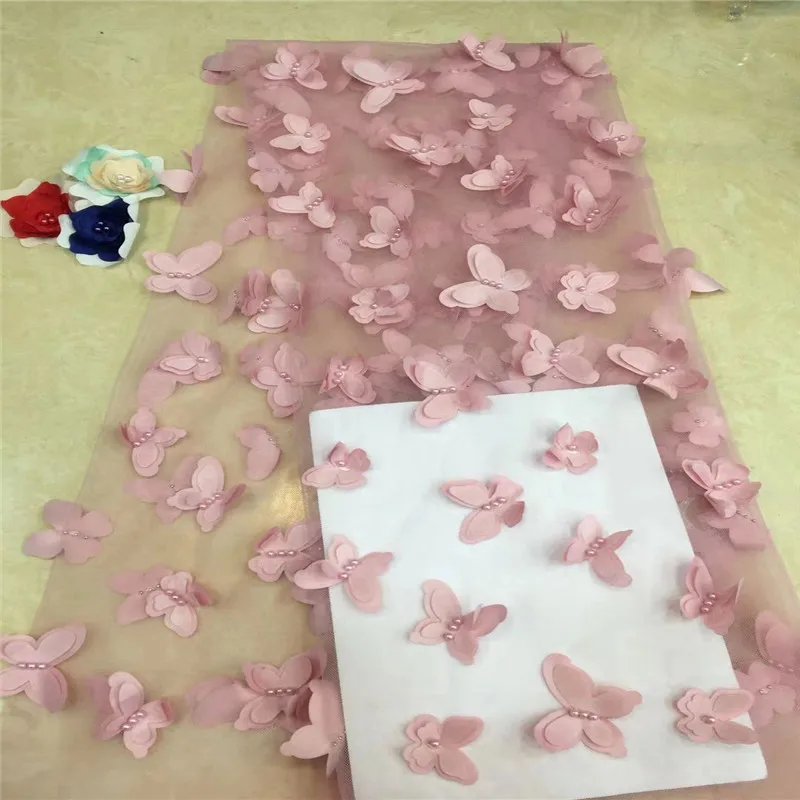Madison Wedding Lace Fabric 3D Beads Flowers French Fabrics For Dress Tulle Nigerian | Дом и сад