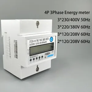 4P 10(100)A three phase Din rail KWH Watt hour din-rail energy meter LCD 3*230400V 3*120208V 3*220380V 2*120208V 50Hz 60Hz