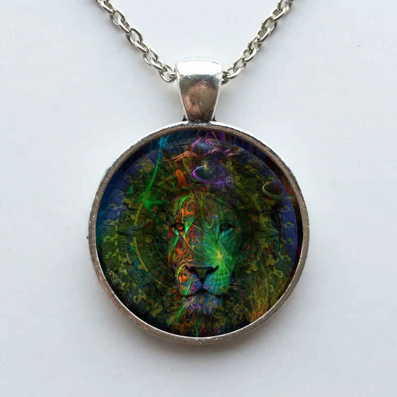 Винтажные Ювелирные изделия ожерелье с изображением Льва и кабошона подвеска