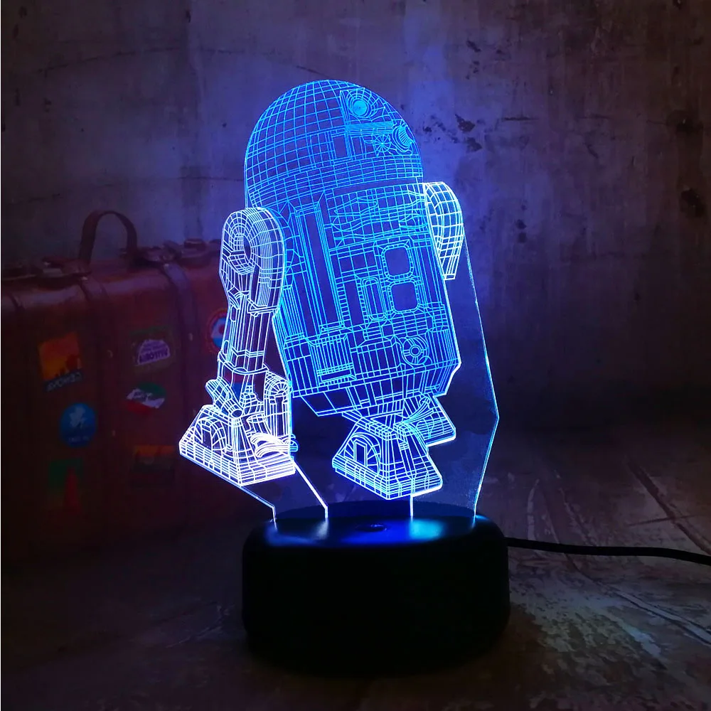 Новинка Звездные войны R2D2 космический корабль 3D светодиодный RGB 7 смешанных