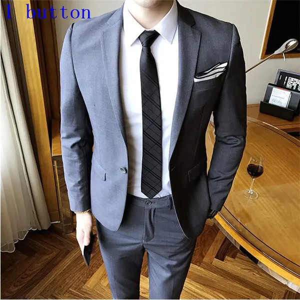 2 pieces dark gray Блейзеры брюки жилет 3 шт наборы/ мода мужской повседневный бутик бизнес Свадебный костюм жениха пиджак брюки жилет - Цвет: 2 pieces dark gray