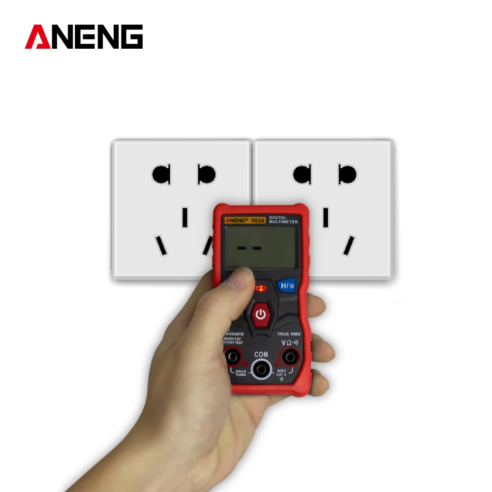 Цифровой мультиметр V02A True RMS 4000 отсчетов Мини Авто Диапазон HD подсветка экран