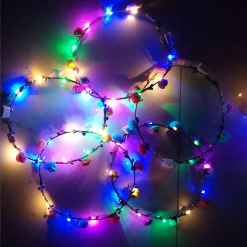 

Foam Flowers LED Flashing Headband Kids Adults Glow Blinking Floral Hair Accessory Halloween Glow Party Supplies