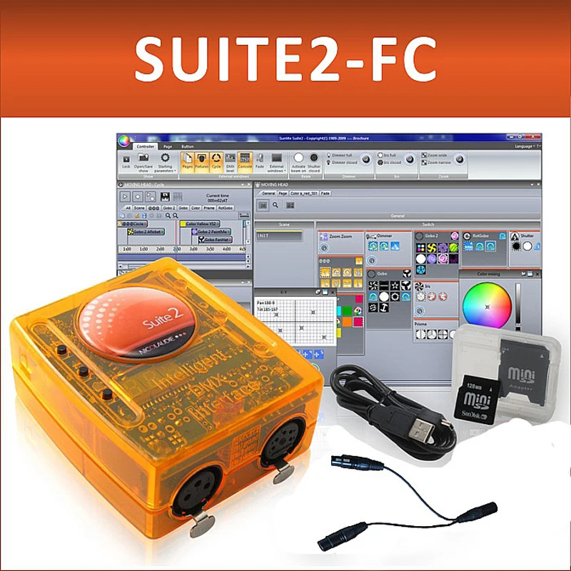 DMX контроллер Sunlite Люкс 2 FC+ USB интерфейс освещения для движущейся головы Светильник Освещение сцены