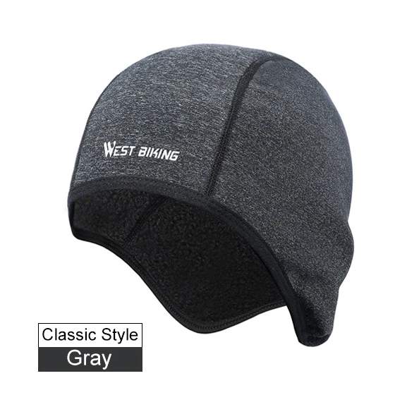 Classic Gray WEST BIKING, Зимние флисовые велосипедные колпачки, ветрозащитные, термозащитные, для шлема, для мужчин и женщин, велосипедные головные уборы, для бега, катания на лыжах, велоспорта - Цвет: Classic Gray