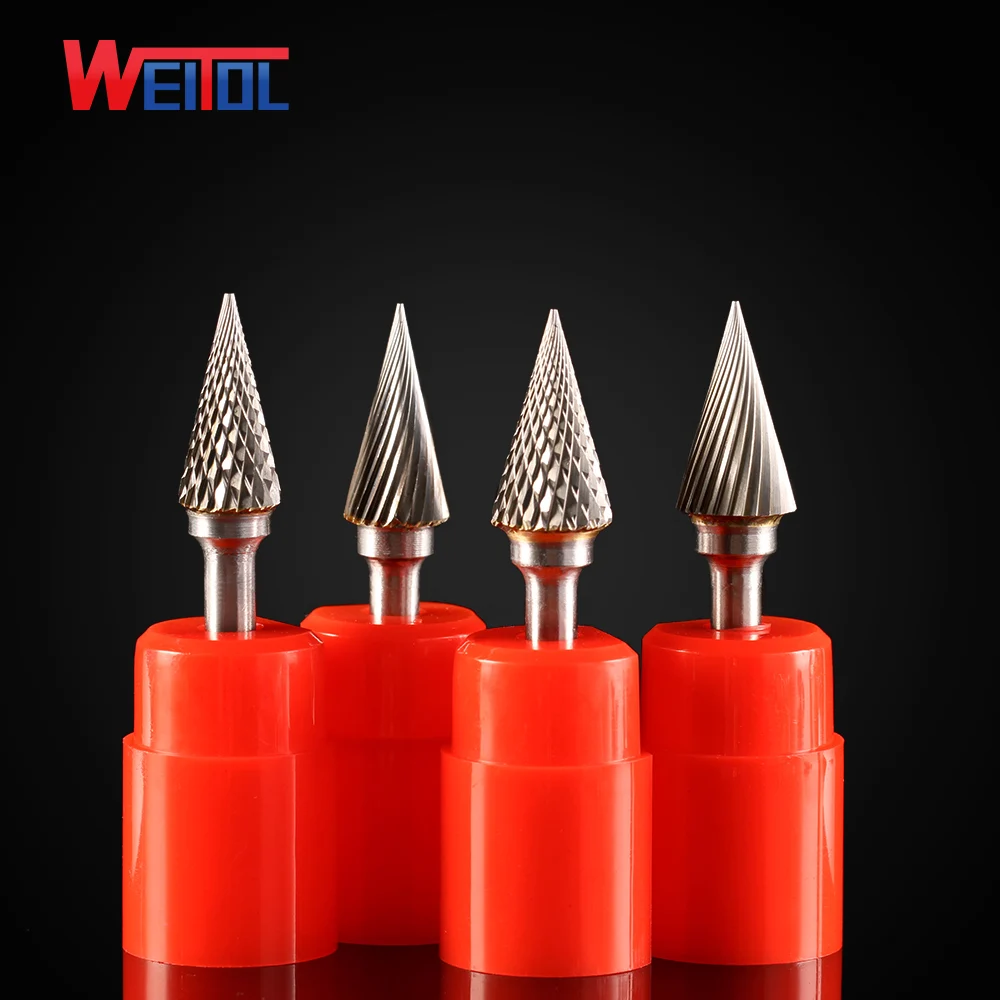 Weitol 1pcs 1/4 inch 6mm M type carbide rotary files  carbide burrs cutter bits metal grinding tools engraving tools
