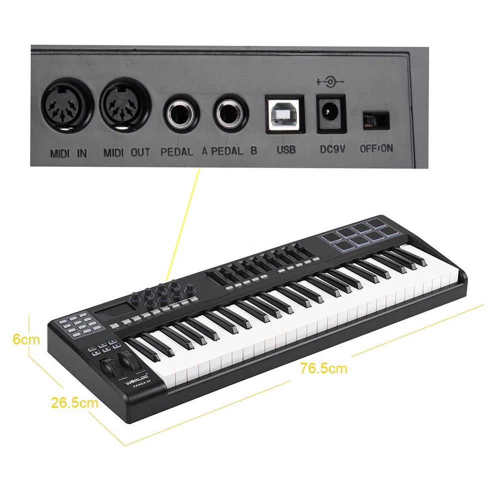 PANDA49 49-клавишная MIDI-клавиатура MIDI-контроль USB-управление ler 8 барабанных колодок с