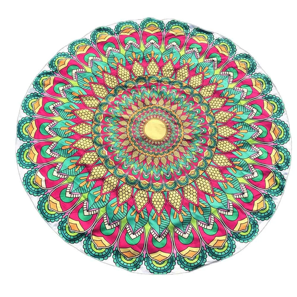 Пляжное полотенце с рисунком мандалы Круглый Гобелен пляжный принтом коврик