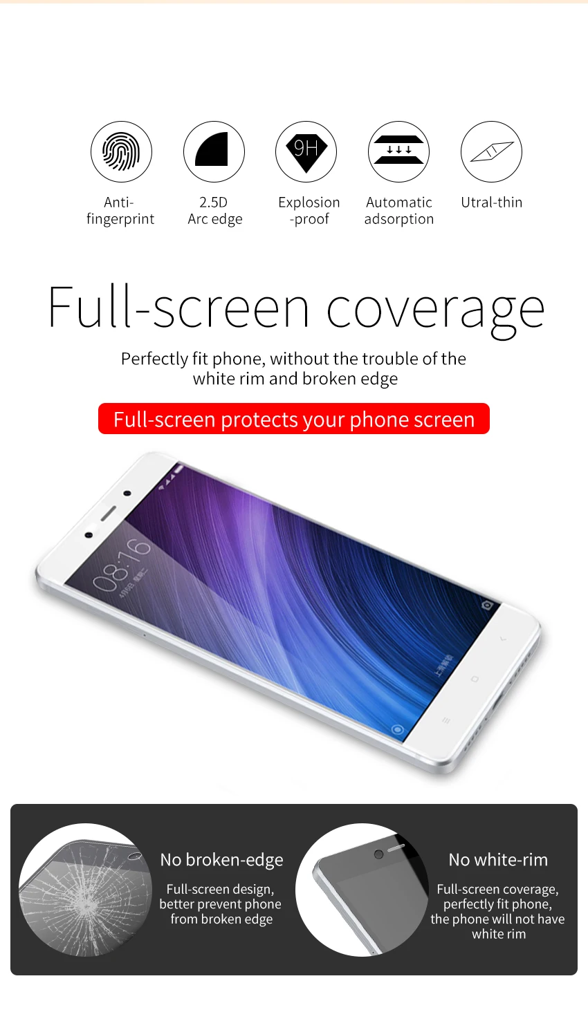 TCICPC для Xiaomi Redmi 4X 4A закаленное стекло 9H Полное покрытие экрана Защитное стекло для Redmi 4X 4A Redmi4X Защитная пленка для экрана