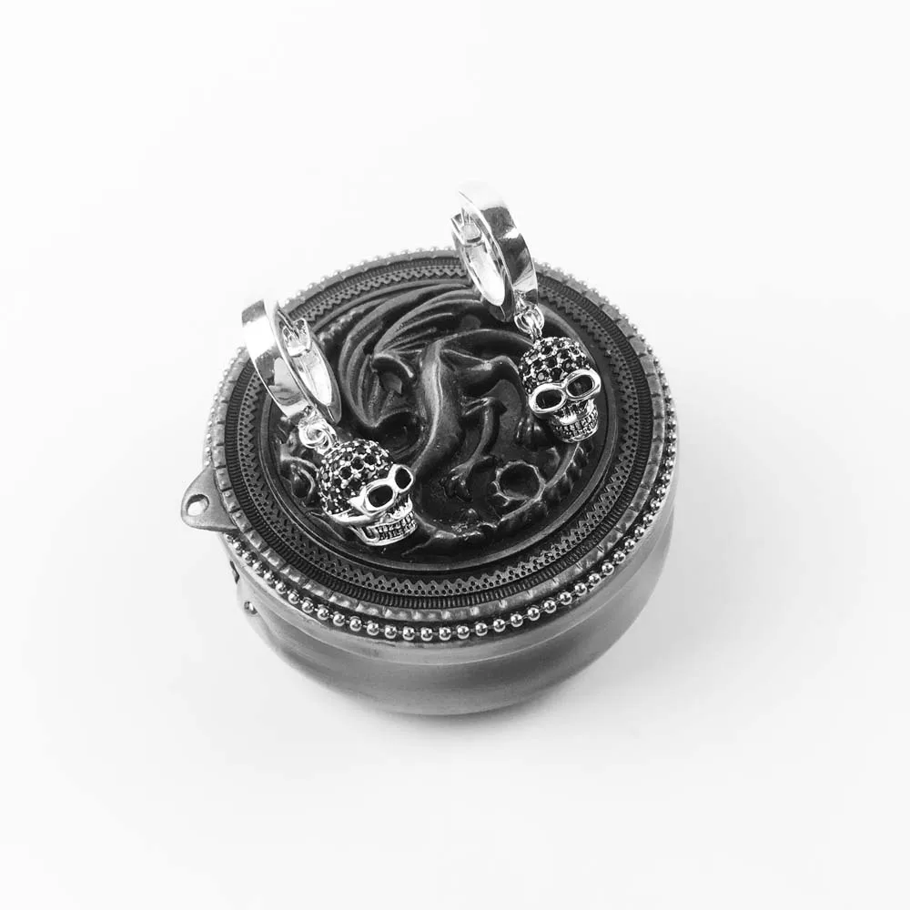 Серьги-кольца на шарнирах с креольским черепом модные ювелирные украшения в