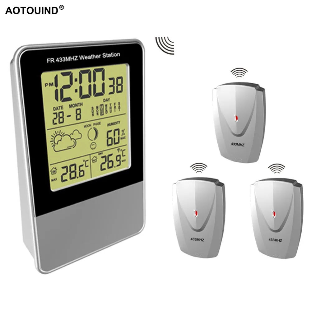 Цифровые термоинструменты AOTOUIND RF433 комнатная и уличная Беспроводная