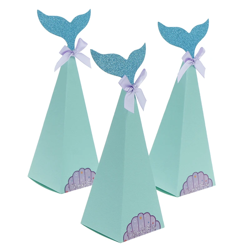 

10Pcs Mermaid Gift Boxes Sweet Paper Candy Box For Wedding Birthday Party Decorations Mermaid Birthday Party Decoration