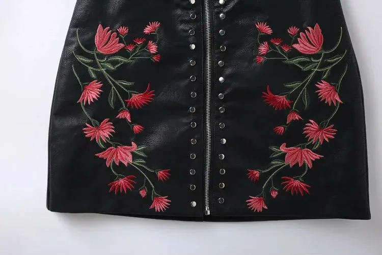 Женская винтажная юбка карандаш CFYH из искусственной кожи с вышивкой и заклепками