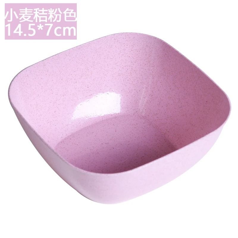 Wheat Straw Pink Кухня 3 цвета пластиковые квадратные фруктовые закуски конфеты Салатница миска корзина для посуды контейнер для еды чашка для еды Лапша для супа риса миска - Цвет: Wheat Straw Pink