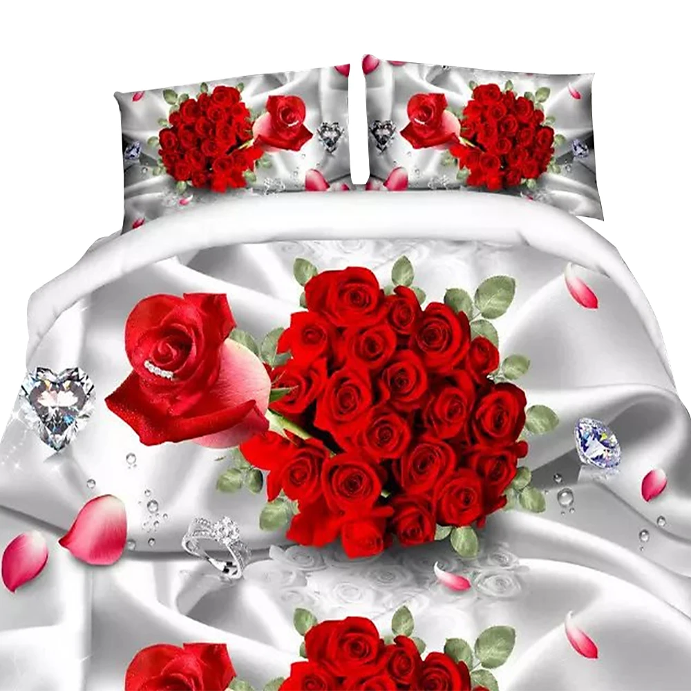 8 Роскошный комплект постельного белья Flower3/4 шт с принтом розы роскошное постельное белье для пододеяльника наволочка постельное белье украшение комнаты - Цвет: 8