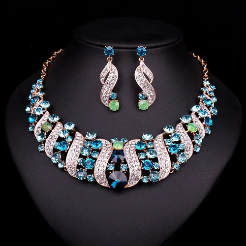 Ожерелье и серьги с красным кристаллом индийские наборы ювелирных изделий для