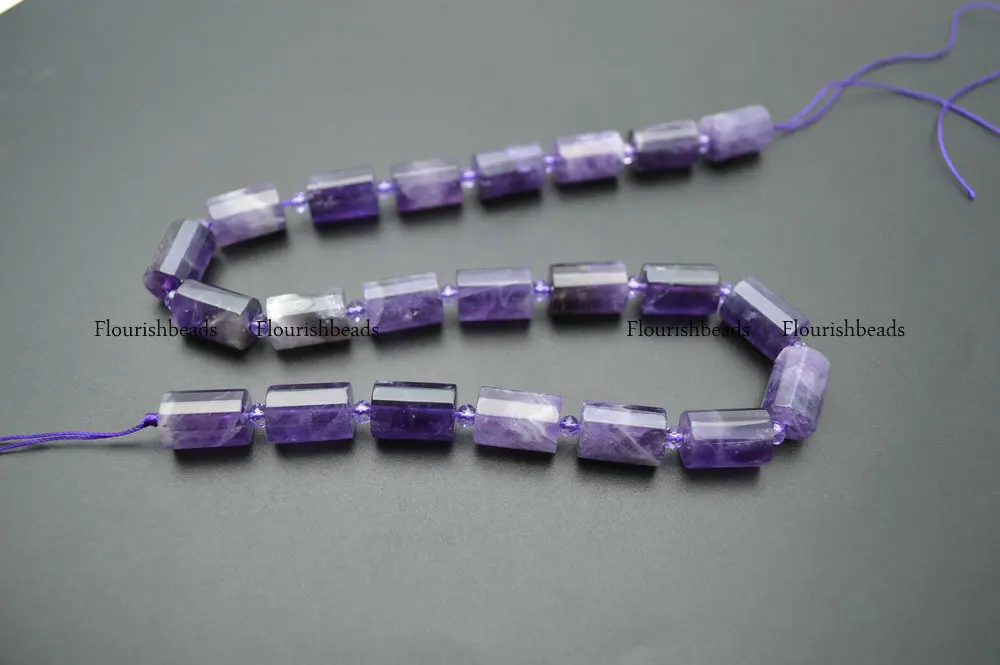 

Faceted 10x14mm Natural Purple Amethyst Cylinder Shape Stone Loose Beads