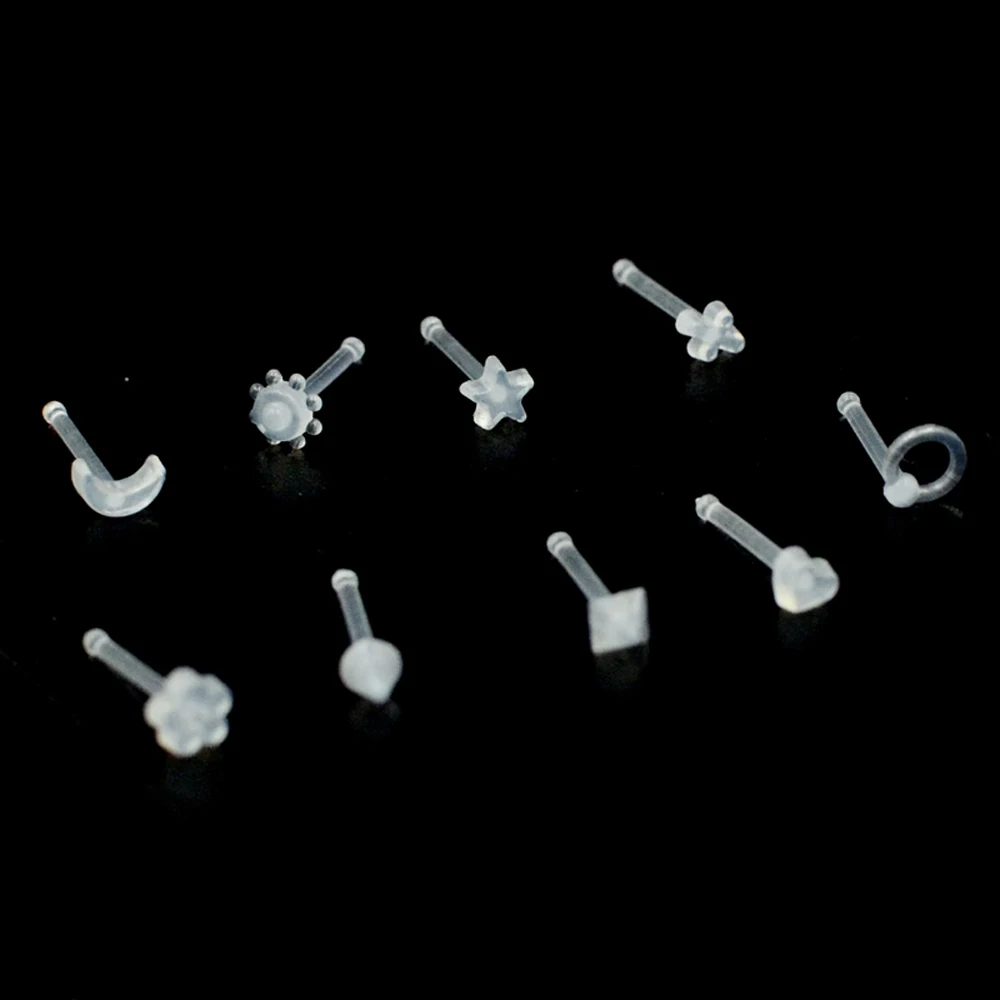 10 шт./партия Bioplast Labret Гибкая Носовая кость КОЛЬЦО круглая серьга для губы серьги кольцо в бровь нос гвоздики, пирсинг тела ювелирные изделия 20 г