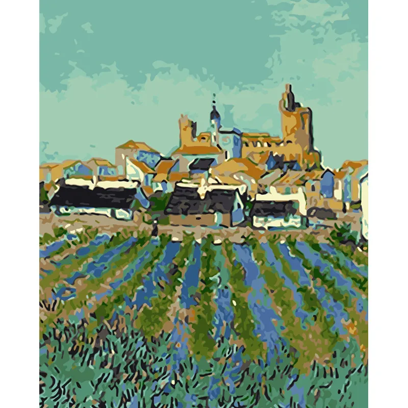 

The Abstract Town Scenery DIY Painting By Numbers Picture Colouring Zero Basis HandPainted Oil Painting Unique Gift Home Decor