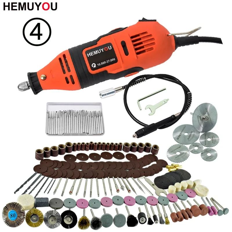 SET 4 180 Вт электрическая дрель Dremel шлифовальная машина гравировальная ручка шлифовальная машина Мини дрель Электрический Роторный инструмент шлифовальный станок Dremel аксессуары - Цвет: SET 4