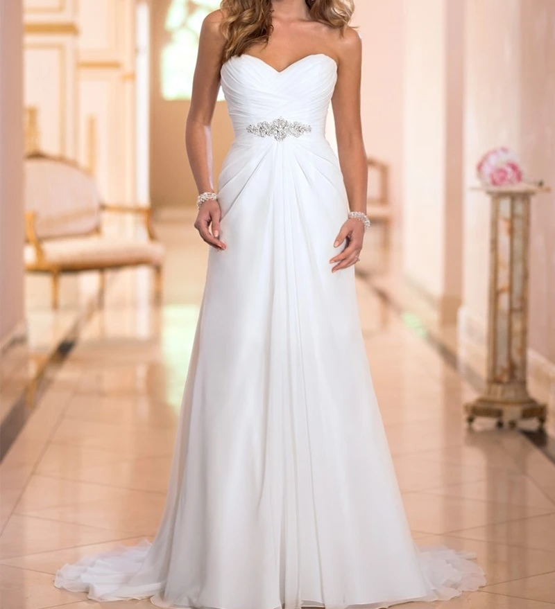 

Vestidos De Novia 2020 Wedding Gowns Sweetheart Sleeveless Sexy Sweep Train Summer Beach Bridal Gowns robe de mariage