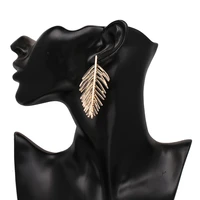 wholesale hot new boho statement gold leaves drop earrings pendientes mujer jewelry long dangle earrings for women