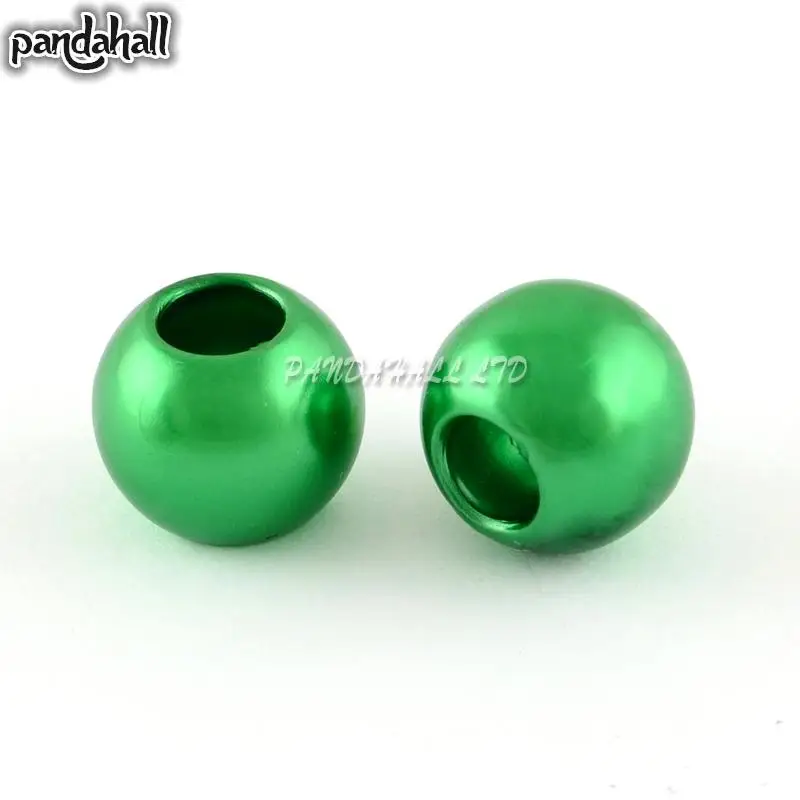 Green ABS имитация жемчуга акриловые Европейские Бусины, бусины с большим отверстием, смешанные цвета, 11,5~ 12x10 мм, отверстие: 5 мм; около 780 шт/500 г - Цвет: Green