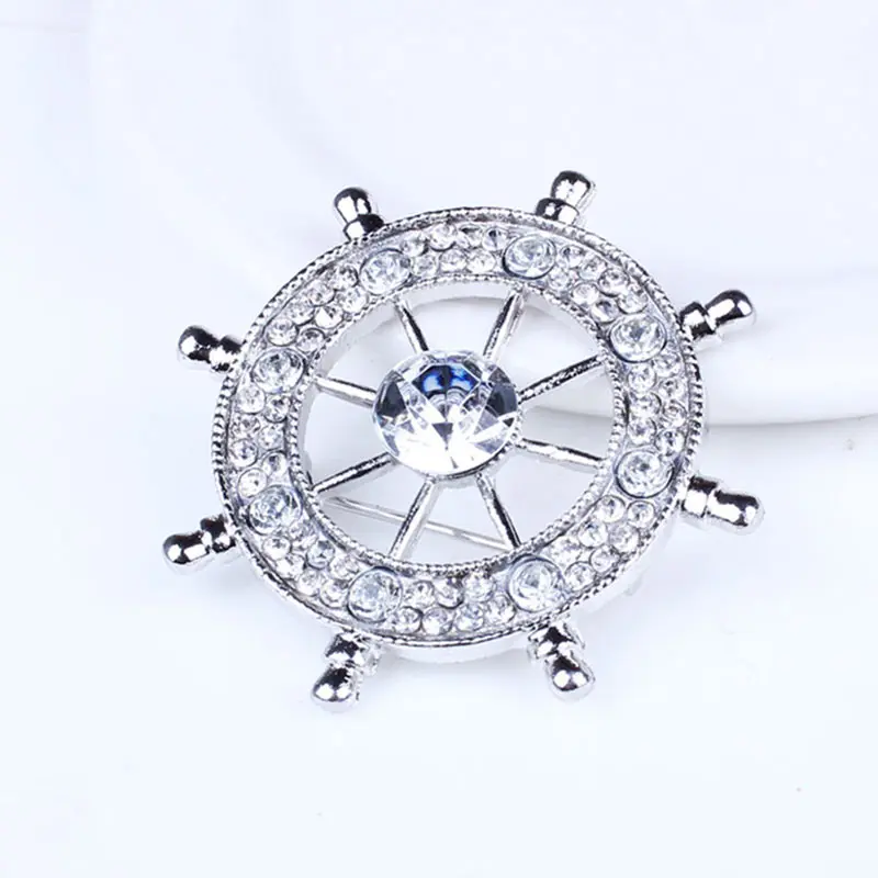 Модные брендовые броши для мужчин дизайн руля горный хрусталь позолота