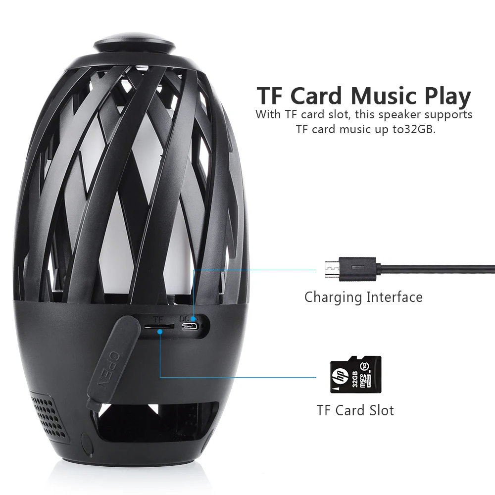 Mindkoo bts596 Bluetooth Колонки Портативный светодиодный свет пламени Беспроводной бас