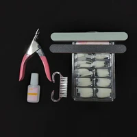 tipart 100 pcs natural white transparent acrylic french tips nail art glue cutter polish file tools kits set