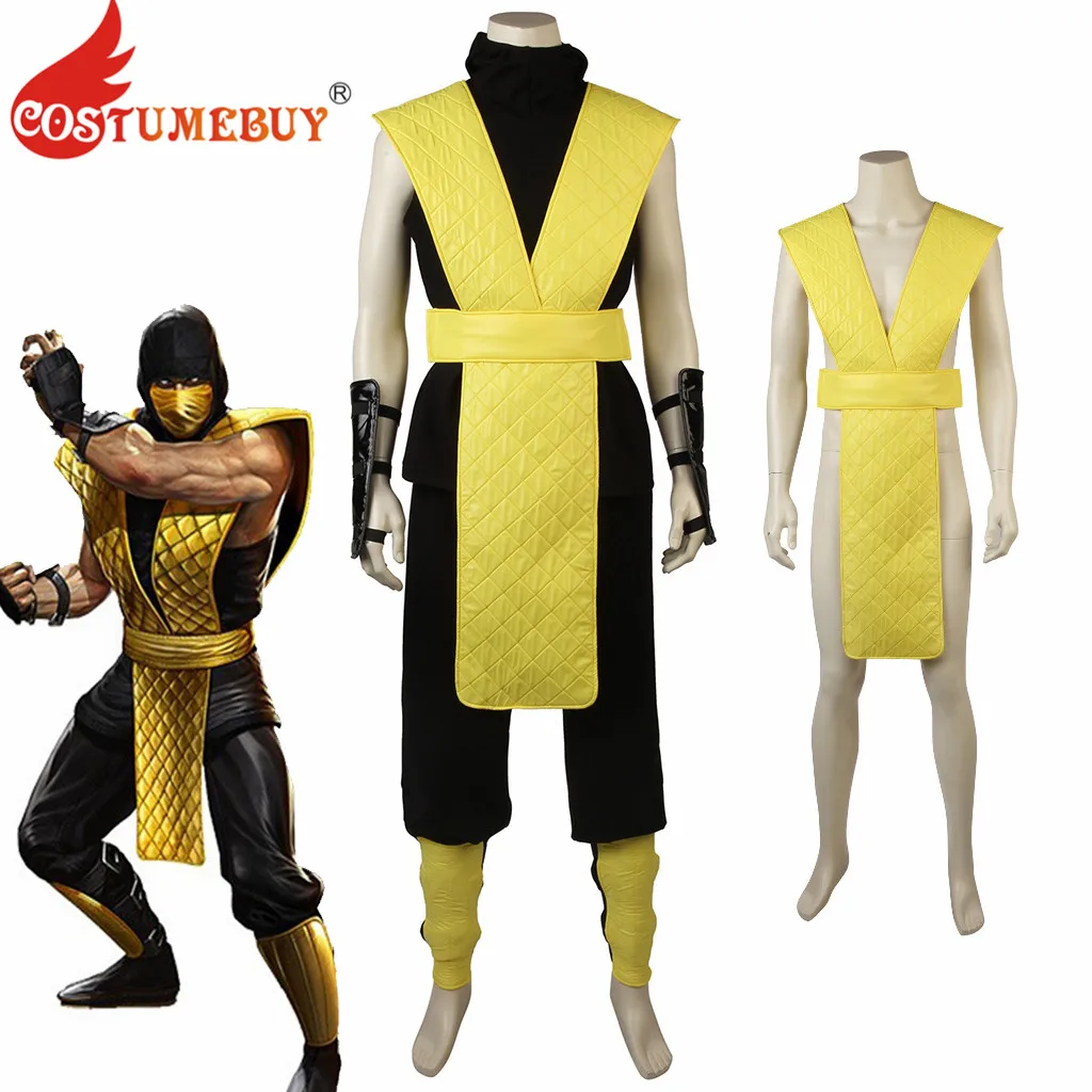 CostumeBuy, игра Mortal Kombat X, Скорпион, косплей, костюм для мужчин, наряд для взрослых, на Хэллоуин, карнавал, нарядный костюм, костюм L920