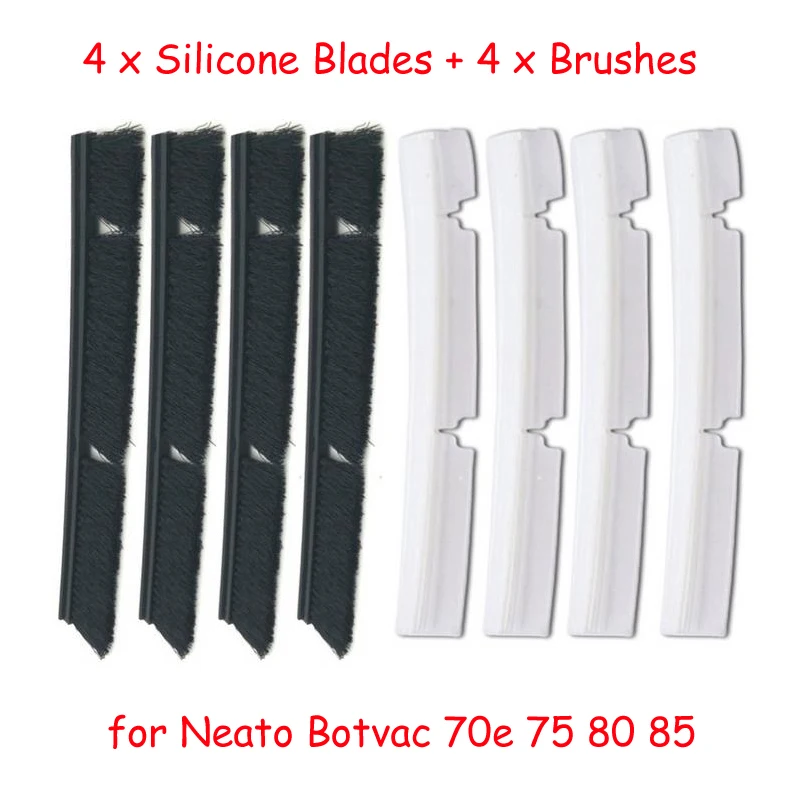 4 силиконовые лопатки + Сменные кисти для Neato Botvac 70e 75 80 85 все D-Series Соединенные