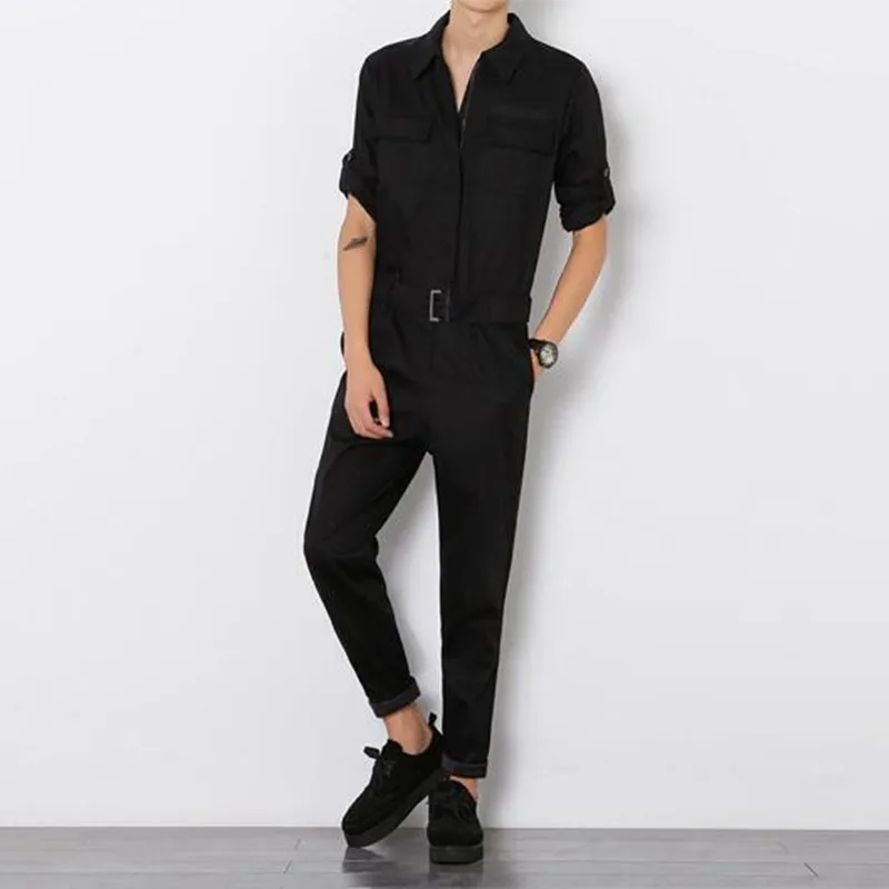 Мужские плюс размеры Перейти костюм черный хаки середины талии комбинезон