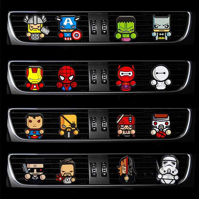 Автомобильный парфюм мультфильм освежитель воздуха парфюм Мстители Marvel Стиль Звездные войны Железный Человек Авто Кондиционер Вентиляционный Выход клип
