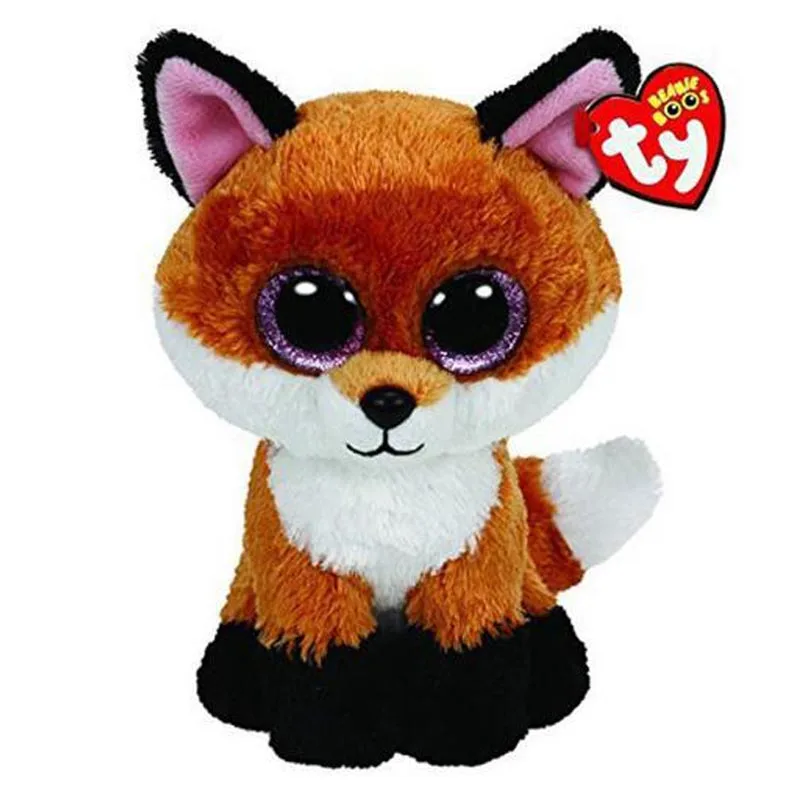 Ty Beanie плюшевые игрушки сова Пингвин собака Жираф Кот енот овца летучая мышь Крупный рогатый скот плюшевые игрушки животных подарок для детей 15 см - Цвет: Slick the fox
