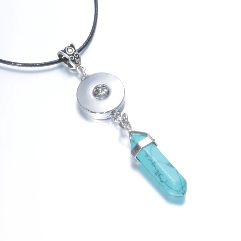 New Arrivals Fashion Charms Fit 18mm Snap Button Jewelry Natural Hexagon Stone Pendant Necklace DZ0117h| |