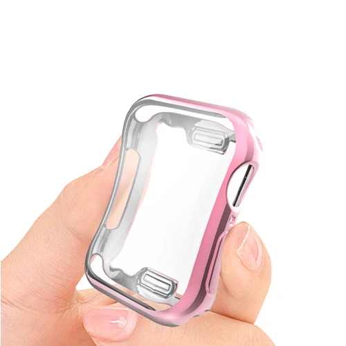 pink Защитная крышка для Apple watch, чехол 44 мм, 40 мм, Iwatch series 4, силиконовая Мягкая универсальная оболочка, ультратонкая рамка, аксессуары для часов - Цвет: pink