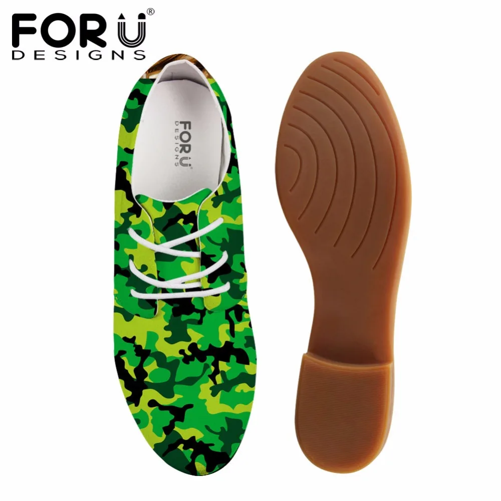 FORUDESIGNS/осенние женские туфли оксфорды Высококачественная камуфляжная женская