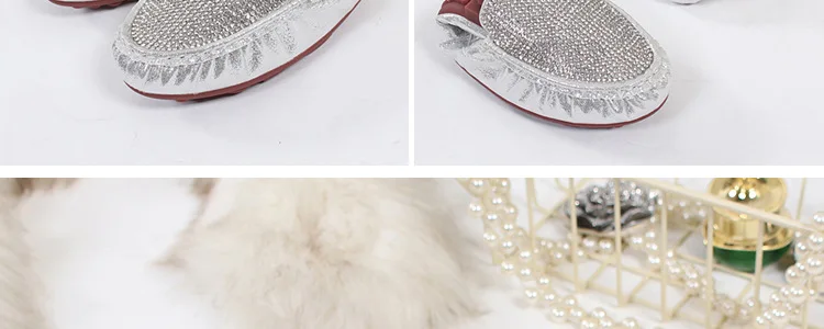 Spring Summer Flats Shoes Women Ballet Shoes For Women Casual Crystal Boat Shoes Slip On Soft Rhinestone Women Flats Plus Size