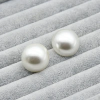 fishpeach 25mm korean style simple half round white imitation pearl earrings stud earrings for women fashion jewelry accessories