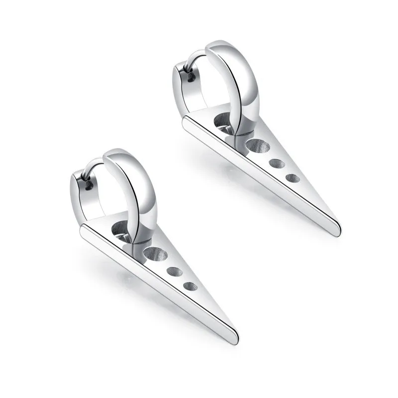 1Pair Fashion Personality Triangle Titanium Steel Earrings Men Boys Black Punk Rock Ear Studs V | Украшения и аксессуары