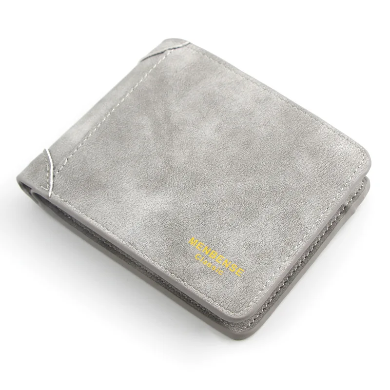 dark gray MenBense мужской кошелек тонкий короткий кошелек Винтаж без молнии Твердые кожаные кошельки Кошелек для монет держатель карты Carteira - Цвет: dark gray