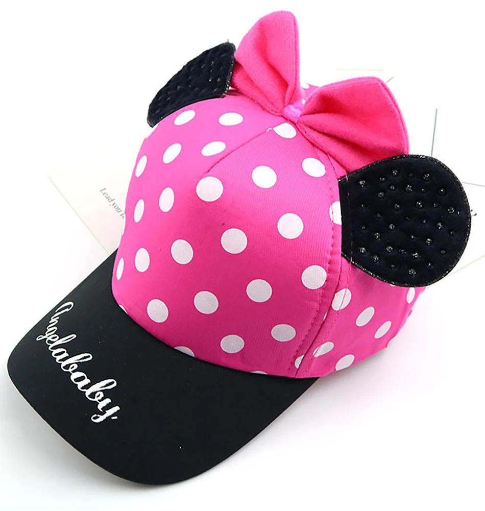 Шляпка для Девочки уши Микки бант узел дети Snapback мальчик демисезонная бейсболка Beanie ведро Кепка s Осень Дети мальчики девочки шляпа от солнца