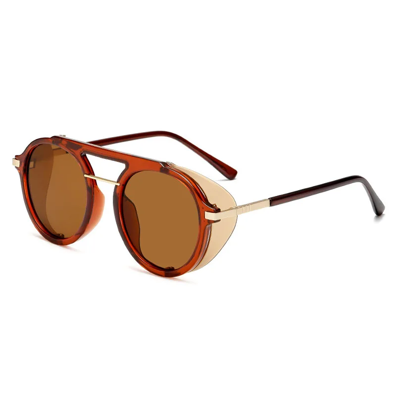 03 Fashion Round Steampunk Sunglasses Brand Design Men Women Vintage Punk Sun glasses UV400 Eyewear Shades Oculos de sol - Lenses Color: 03
