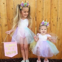 cute baby girl sequins princess party dresse kids rainbow bodysuit cute toddler wedding formal tutu dresses