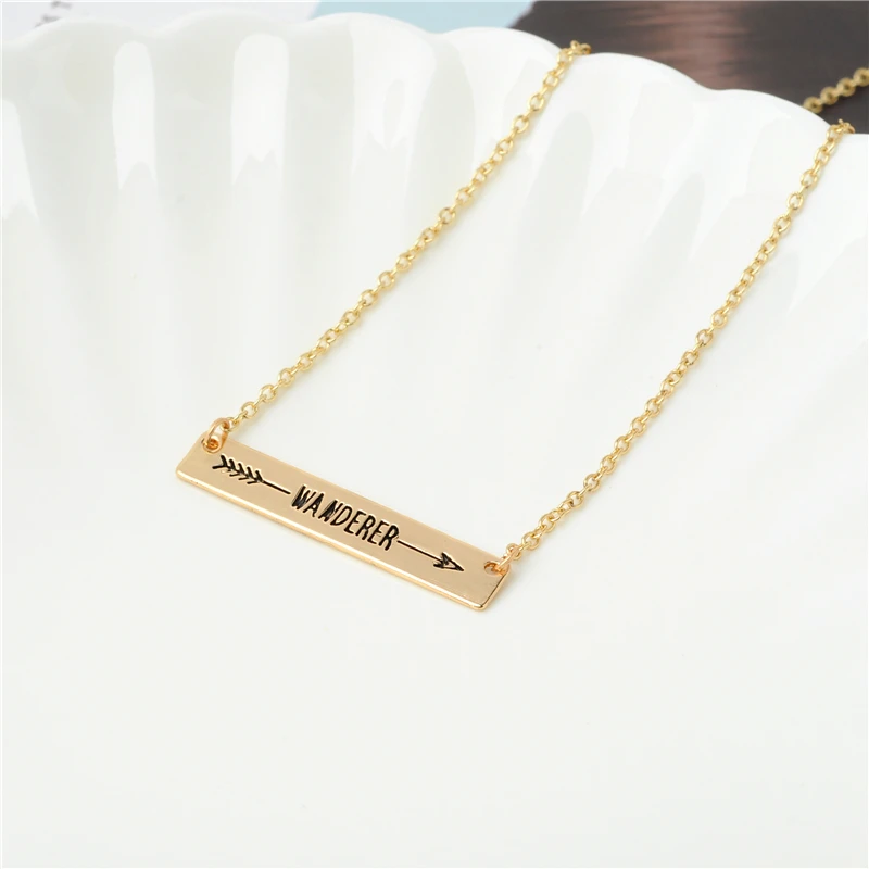 10 шт. Мода Письмо necaklce бар кулон ручной работы надписи &quotСтранник&quot Цепочки и