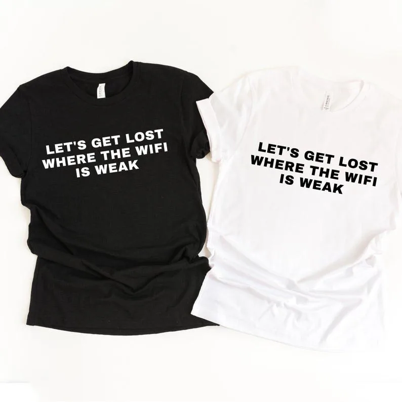 

Новое поступление, футболка Sugarbaby с надписью потерять, где слабый Wi-Fi, парные рубашки для отпуска, футболка Приключения унисекс, Прямая поставка